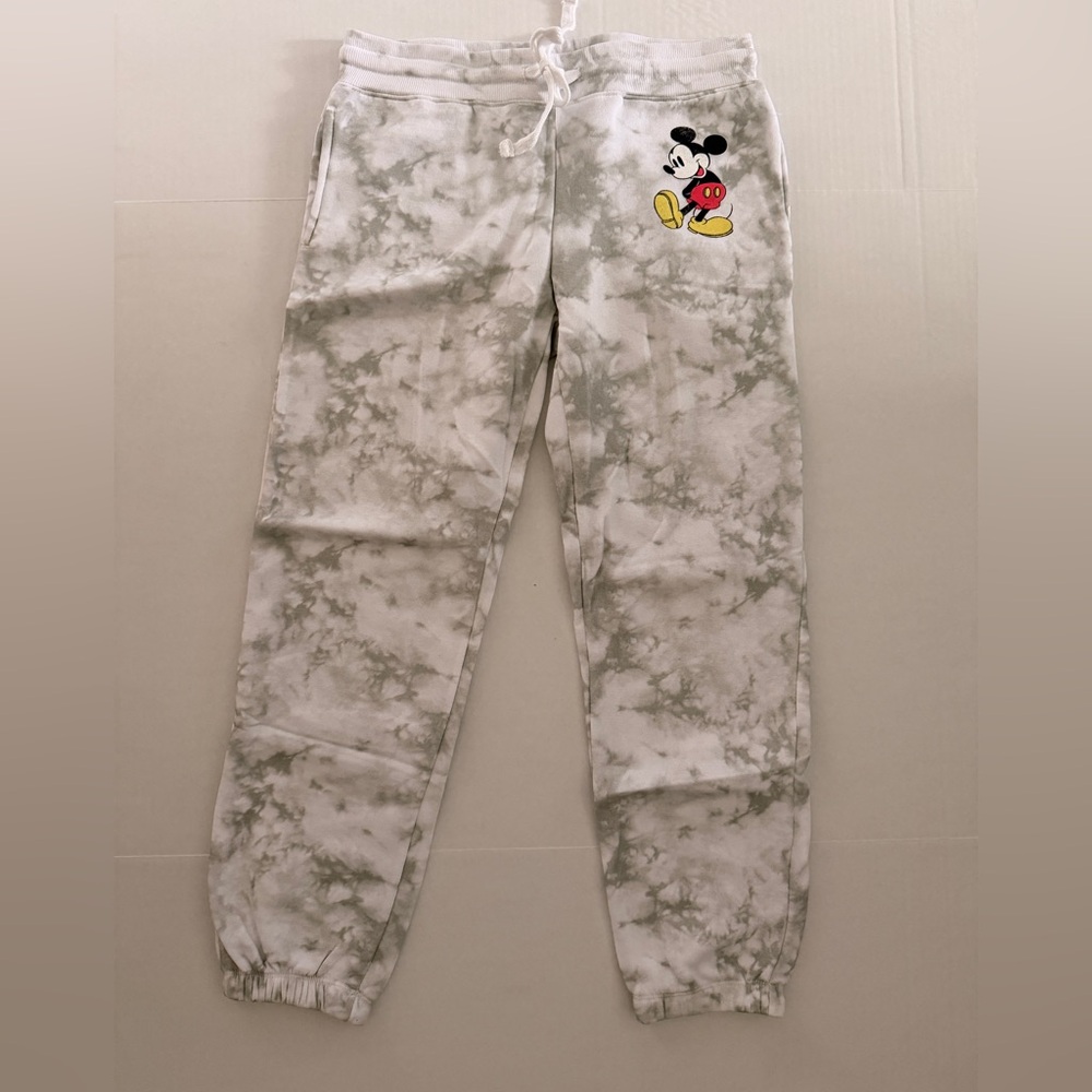 Disney Mickey Mouse Tie-Dye Grey and White Joggers Women’s Size Small